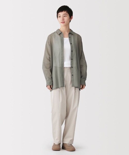 無印良品(ムジルシリョウヒン)の「婦人 強撚シアー 長袖シャツ(シャツ/ブラウス・レディース・グレー系/グレー系1/ブラウン系/ダークブラウン・XL/L/M/S)」の8枚目の写真