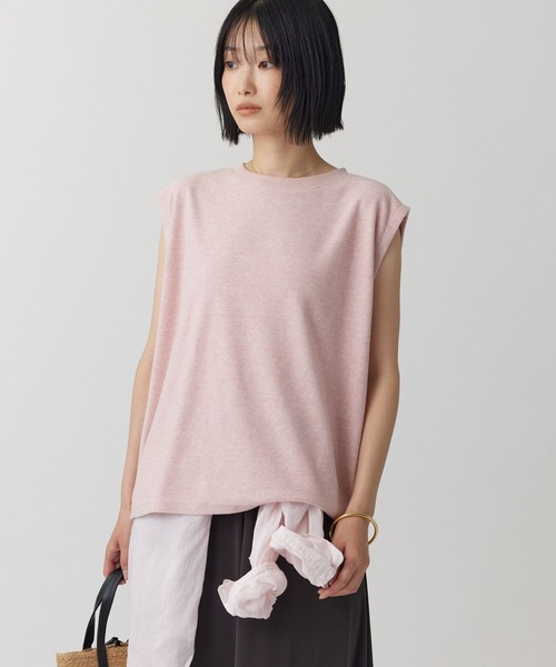 BABYLONE(バビロン)の「【STAR&STRIPE】パイルボックスTEE<セットアップ対応>(Tシャツ/カットソー・レディース・ベージュ/ベビーピンク/チャコール・フリー)」の3枚目の写真