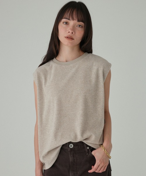 BABYLONE(バビロン)の「【STAR&STRIPE】パイルボックスTEE<セットアップ対応>(Tシャツ/カットソー・レディース・ベージュ/ベビーピンク/チャコール・フリー)」の12枚目の写真