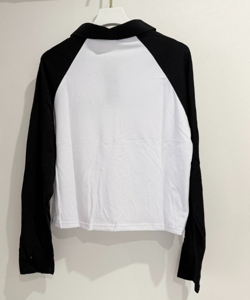 Beststore(ベストストア)の「「全3色」バイカラーロゴ入りロングスリーブポロシャツ レトロ 韓国ファッション(Tシャツ/カットソー・レディース・ブラック/ブラウン/グレー・FREE)」の21枚目の写真