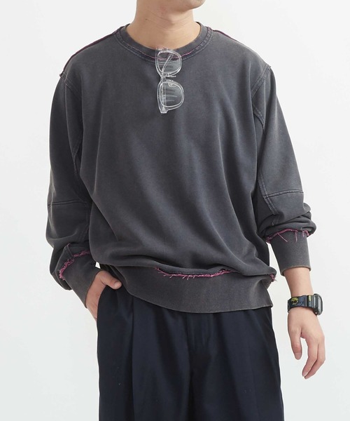 CONVERSE TOKYO(コンバーストウキョウ)の「BI-COLOR STAR★ PATCH SWEAT(Tシャツ/カットソー・レディース・ネイビー/ブラック/杢グレー・MEDIUM/SMALL)」の3枚目の写真