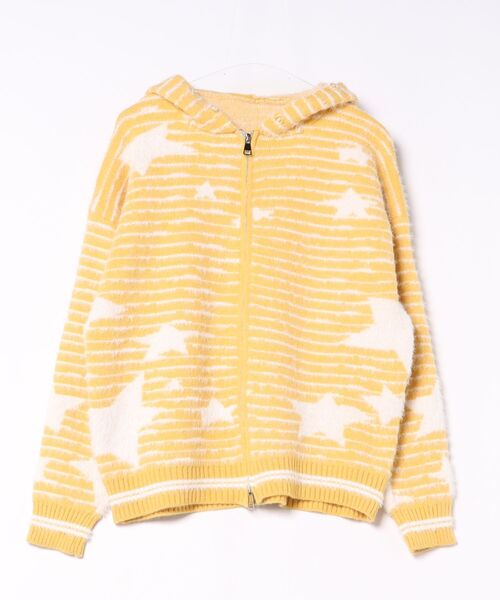 AsRiRe(アスリレイ)の「26aw 三色展開/ユニセックス スターボーダー柄フェイクファー付きニットジップパーカー(パーカー・レディース・ブルー/グレー/イエロー・M)」の9枚目の写真