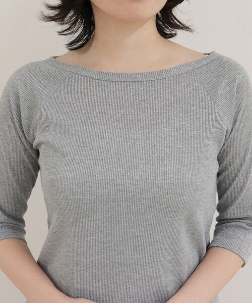 fredy emue（フレディエミュ）の「ラメテレコボートネックカットソー（Tシャツ/カットソー・レディース・ネイビー/ホワイト系その他/ベビーピンク・38）」の17枚目の写真