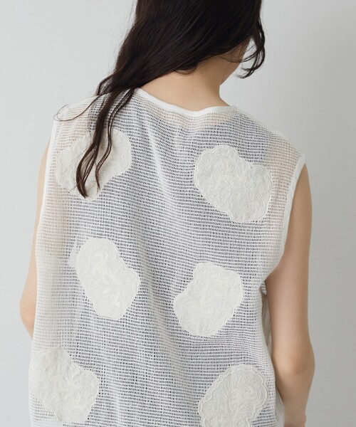 conges payes ADIEU TRISTESSE（コンジェ ペイエ アデュートリステス）の「刺繍モチーフベスト（ベスト・レディース・オフホワイト/ブラック・38）」の13枚目の写真