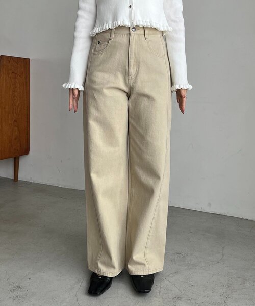 CAPRICIEUX LE'MAGE(カプリシューレマージュ)の「サイド切替カラーデニム(デニムパンツ・レディース・ブラウン/ベージュ・38/36/PS)」の19枚目の写真