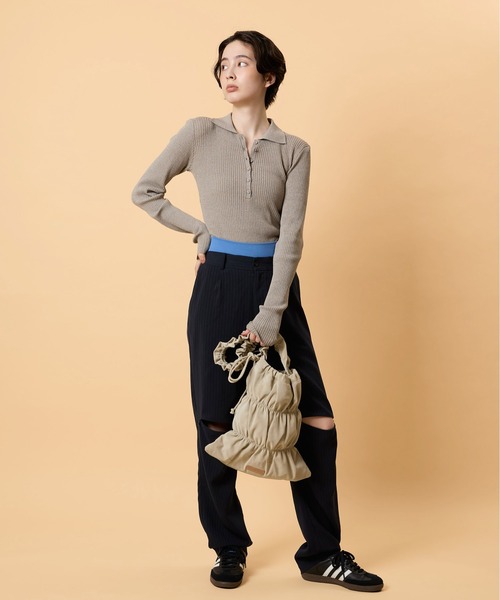 CONTROL FREAK / CTFK（コントロールフリーク）の「CONTROL FREAK(コントロールフリーク)ギャザーフラット2WAYバッグ（トートバッグ・レディース・サンドグレー/パープル/ブラック・FREE）」の17枚目の写真