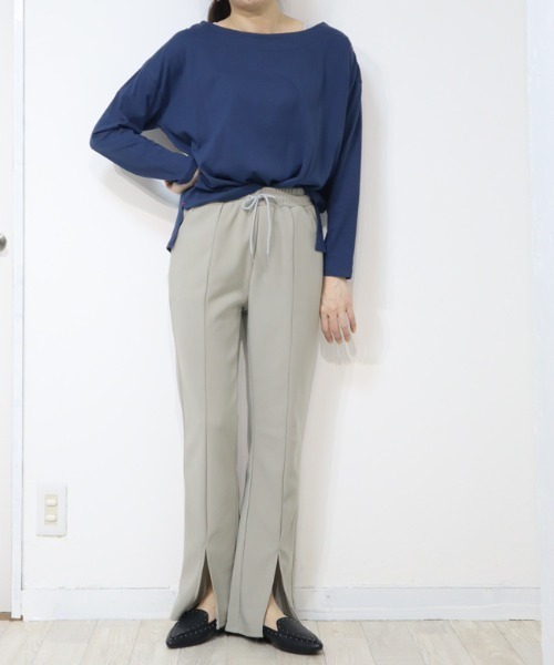 DISKEEN SURE(ディスキーンシュアー)の「脚長効果抜群!ジャージタッチ スリット入りフレアパンツ(その他パンツ・レディース・ホワイト/モカ/グレー/ベージュ・FREE)」の18枚目の写真