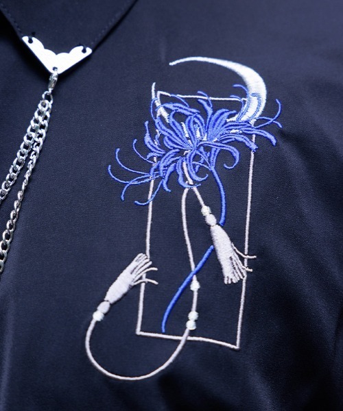 REZEN(リゼン)の「彼岸花×月刺繍シャツ(シャツ/ブラウス・メンズ・ライトグレー/ローズ/レッドパープル/ブルーパープル・MEDIUM/LARGE)」の7枚目の写真