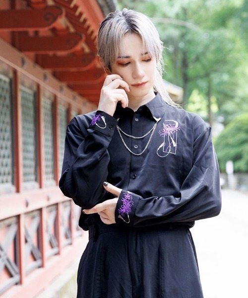 REZEN(リゼン)の「彼岸花×月刺繍シャツ(シャツ/ブラウス・メンズ・ライトグレー/ローズ/レッドパープル/ブルーパープル・MEDIUM/LARGE)」の17枚目の写真