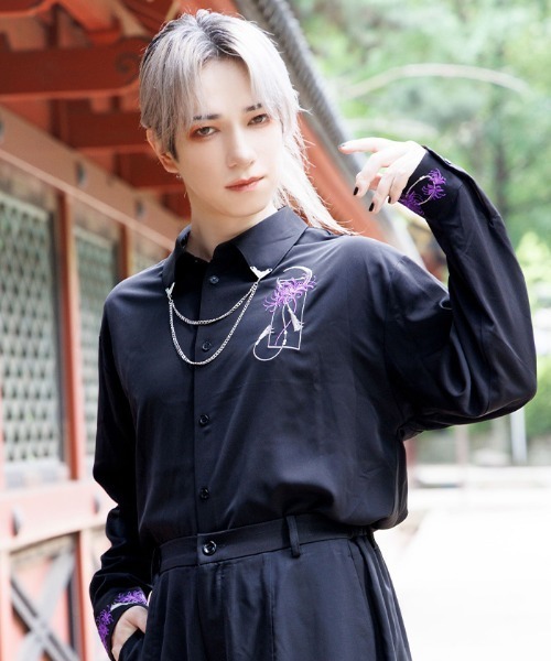 REZEN(リゼン)の「彼岸花×月刺繍シャツ(シャツ/ブラウス・メンズ・ライトグレー/ローズ/レッドパープル/ブルーパープル・MEDIUM/LARGE)」の18枚目の写真