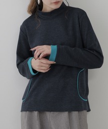 BRODIAEA ポケット付き配色ハイネックカットソー 長袖