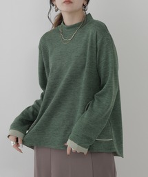 BRODIAEA ポケット付き配色ハイネックカットソー 長袖