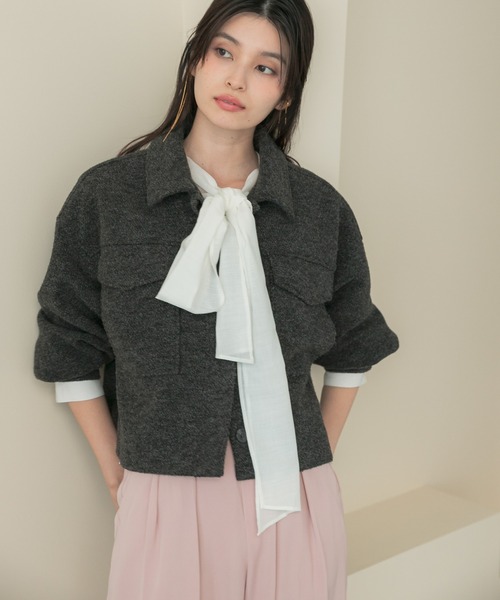 URBAN RESEARCH ROSSO WOMEN(アーバンリサーチ ロッソ)の「ブークレーブルゾン(ブルゾン・レディース・オフホワイト/チャコールグレー・FREE)」の2枚目の写真