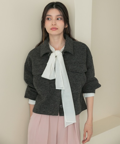 URBAN RESEARCH ROSSO WOMEN(アーバンリサーチ ロッソ)の「ブークレーブルゾン(ブルゾン・レディース・オフホワイト/チャコールグレー・FREE)」の19枚目の写真