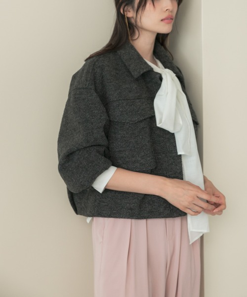 URBAN RESEARCH ROSSO WOMEN(アーバンリサーチ ロッソ)の「ブークレーブルゾン(ブルゾン・レディース・オフホワイト/チャコールグレー・FREE)」の8枚目の写真