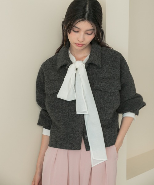 URBAN RESEARCH ROSSO WOMEN(アーバンリサーチ ロッソ)の「ブークレーブルゾン(ブルゾン・レディース・オフホワイト/チャコールグレー・FREE)」の9枚目の写真