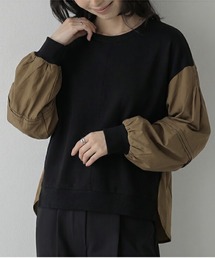 重ね着風プルオーバー/異素材シャツドッキング/レイヤード風