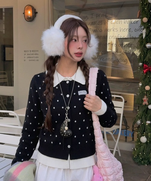 AVYL(アヴィル)の「レイヤード風ドット柄ニットカーディガン(カーディガン/ボレロ・レディース・ブラック/グレー・M)」の18枚目の写真