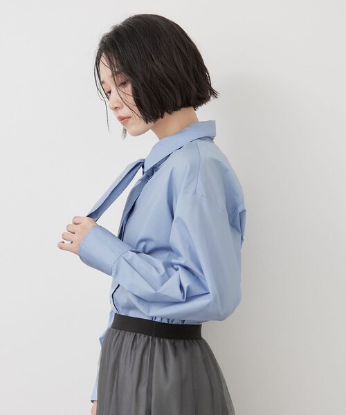 OPAQUE.CLIP(オペークドットクリップ)の「タイデザインシャツ【2WAY/洗濯機OK】(シャツ/ブラウス・レディース・サックスブルー/ベージュ・42/38/40)」の19枚目の写真