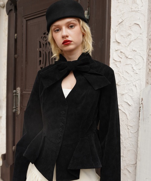 OJYON(オジョン)の「rocinante pepuramu jacket top(その他アウター・レディース・ブラック/ブラウン・MEDIUM/SMALL)」の2枚目の写真