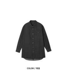 [W] オーバーサイズリネンデニムシャツワンピース