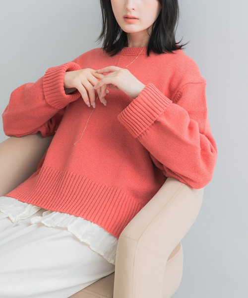 URBAN RESEARCH ROSSO WOMEN(アーバンリサーチ ロッソ)の「『WEB/一部店舗限定』エクストラファインサイドスリットニット(ニット/セーター・レディース・ブルー系その他/オフホワイト/ライトグレー/チャコールグレー/ピンク・FREE)」の5枚目の写真