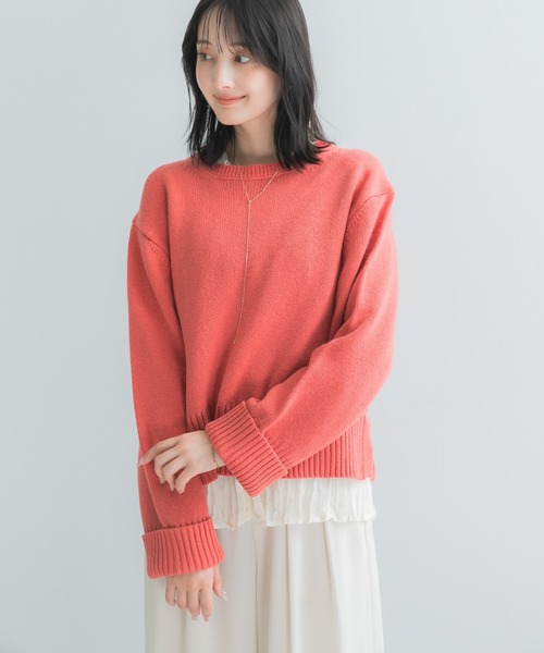 URBAN RESEARCH ROSSO WOMEN(アーバンリサーチ ロッソ)の「『WEB/一部店舗限定』エクストラファインサイドスリットニット(ニット/セーター・レディース・ブルー系その他/オフホワイト/ライトグレー/チャコールグレー/ピンク・FREE)」の9枚目の写真