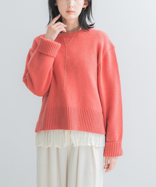 URBAN RESEARCH ROSSO WOMEN(アーバンリサーチ ロッソ)の「『WEB/一部店舗限定』エクストラファインサイドスリットニット(ニット/セーター・レディース・ブルー系その他/オフホワイト/ライトグレー/チャコールグレー/ピンク・FREE)」の10枚目の写真