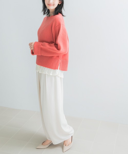 URBAN RESEARCH ROSSO WOMEN(アーバンリサーチ ロッソ)の「『WEB/一部店舗限定』エクストラファインサイドスリットニット(ニット/セーター・レディース・ブルー系その他/オフホワイト/ライトグレー/チャコールグレー/ピンク・FREE)」の12枚目の写真