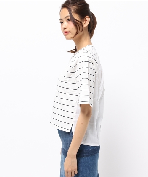 LBC（エルビーシー）の「コットンボーダーxリネンプルオーバー（Tシャツ/カットソー・レディース・アッシュグレー/ネイビー・MEDIUM）」の3枚目の写真