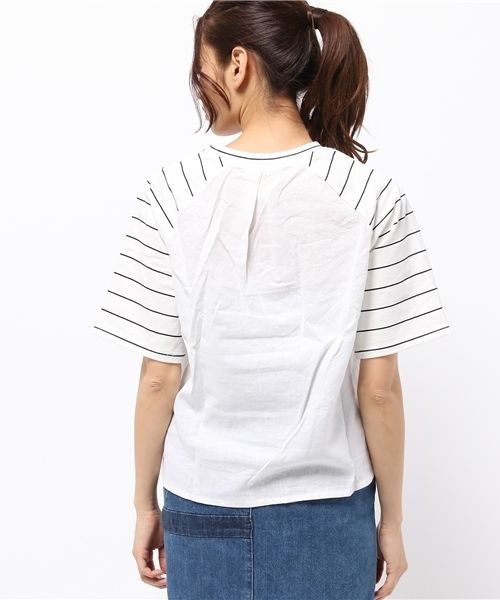 LBC（エルビーシー）の「コットンボーダーxリネンプルオーバー（Tシャツ/カットソー・レディース・アッシュグレー/ネイビー・MEDIUM）」の4枚目の写真