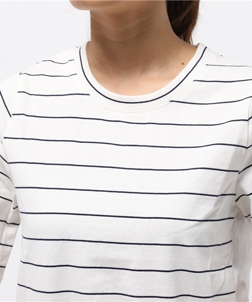 LBC（エルビーシー）の「コットンボーダーxリネンプルオーバー（Tシャツ/カットソー・レディース・アッシュグレー/ネイビー・MEDIUM）」の5枚目の写真