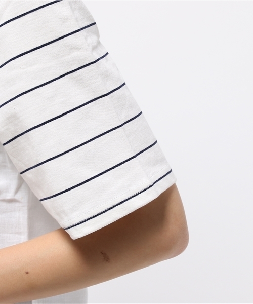 LBC（エルビーシー）の「コットンボーダーxリネンプルオーバー（Tシャツ/カットソー・レディース・アッシュグレー/ネイビー・MEDIUM）」の6枚目の写真