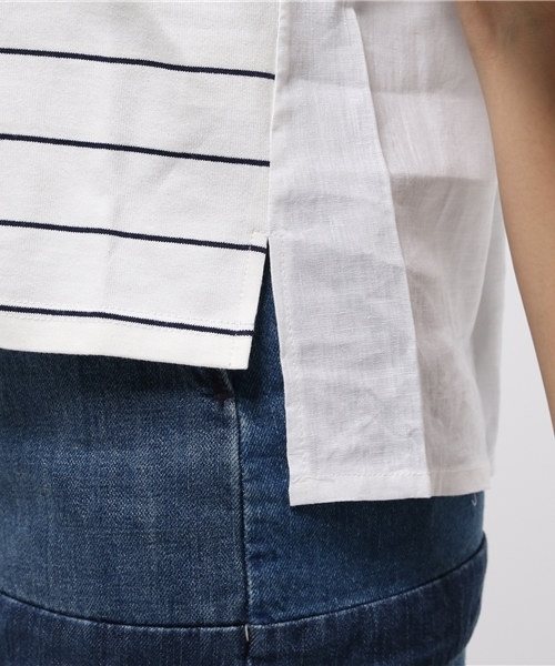 LBC（エルビーシー）の「コットンボーダーxリネンプルオーバー（Tシャツ/カットソー・レディース・アッシュグレー/ネイビー・MEDIUM）」の7枚目の写真