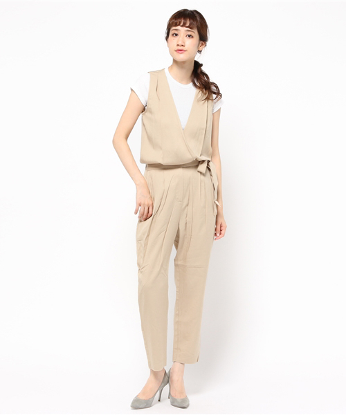 MOUSSY（マウジー）の「WAIST RIBBON ALL IN ONE（つなぎ/オールインワン・レディース・ベージュ/ネイビー・1/2）」の13枚目の写真