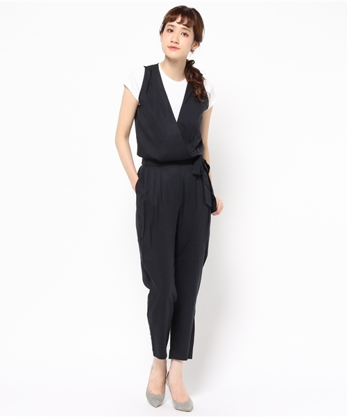 MOUSSY（マウジー）の「WAIST RIBBON ALL IN ONE（つなぎ/オールインワン・レディース・ベージュ/ネイビー・1/2）」の14枚目の写真