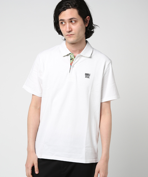 DOUBLE STEAL（ダブルスティール）の「Prepeller Aloha POLO　ポロシャツ（ポロシャツ・メンズ・ホワイト×レッド/カーキ/ホワイト×ネイビー/ブラック系その他/ブラック×レッド・LARGE/X-LARGE/MEDIUM）」の2枚目の写真