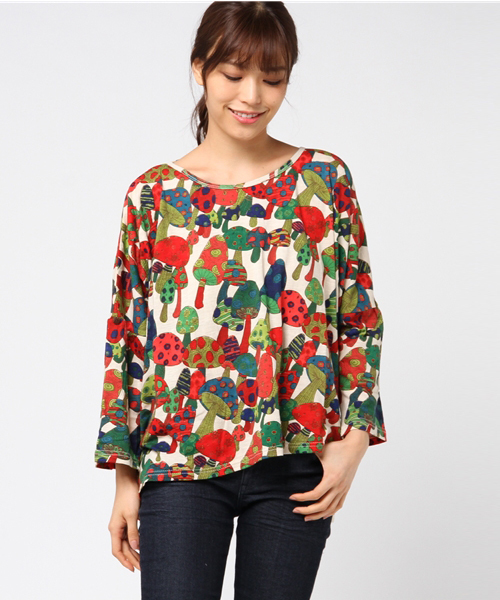 チャイハネ（チャイハネ）の「【チャイハネ】yul サイケマッシュルームトップス（Tシャツ/カットソー・レディース・ホワイト/パープル/グリーン・FREE）」の5枚目の写真