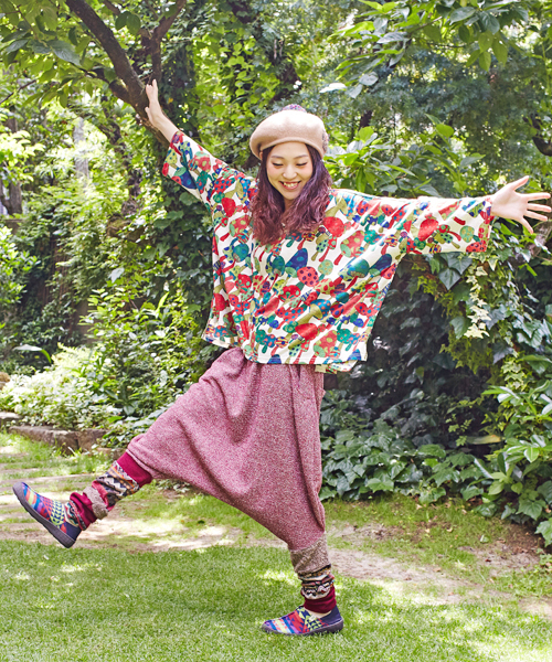 チャイハネ（チャイハネ）の「【チャイハネ】yul サイケマッシュルームトップス（Tシャツ/カットソー・レディース・ホワイト/パープル/グリーン・FREE）」の12枚目の写真