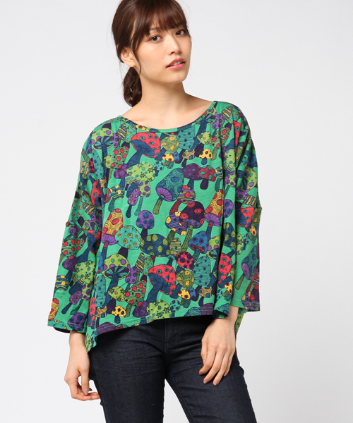 チャイハネ（チャイハネ）の「【チャイハネ】yul サイケマッシュルームトップス（Tシャツ/カットソー・レディース・ホワイト/パープル/グリーン・FREE）」の13枚目の写真