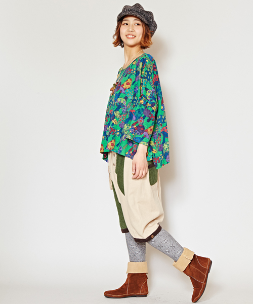 チャイハネ（チャイハネ）の「【チャイハネ】yul サイケマッシュルームトップス（Tシャツ/カットソー・レディース・ホワイト/パープル/グリーン・FREE）」の14枚目の写真