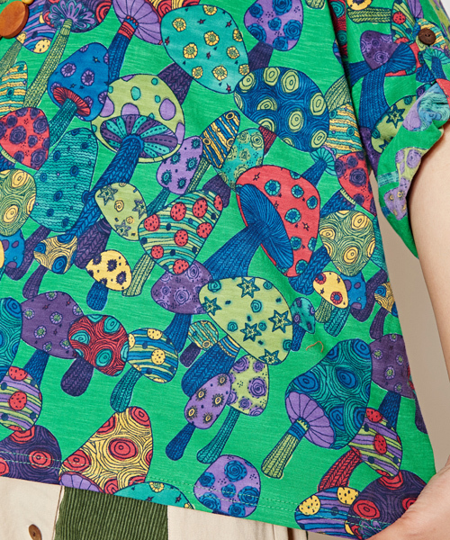 チャイハネ（チャイハネ）の「【チャイハネ】yul サイケマッシュルームトップス（Tシャツ/カットソー・レディース・ホワイト/パープル/グリーン・FREE）」の16枚目の写真