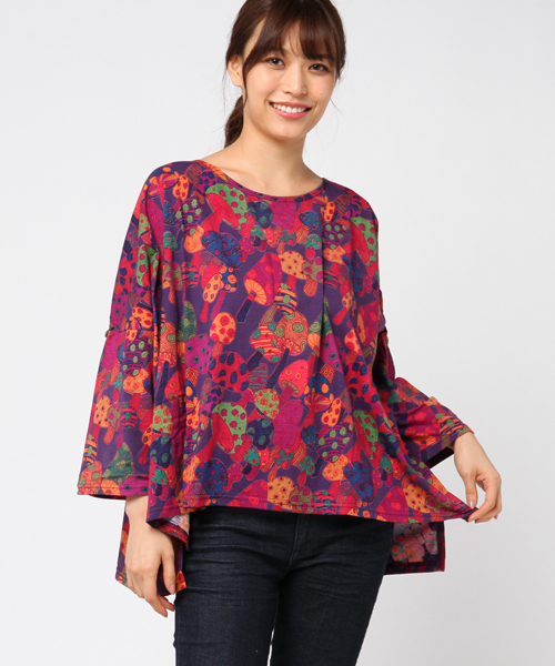 チャイハネ（チャイハネ）の「【チャイハネ】yul サイケマッシュルームトップス（Tシャツ/カットソー・レディース・ホワイト/パープル/グリーン・FREE）」の18枚目の写真