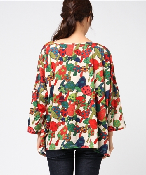 チャイハネ（チャイハネ）の「【チャイハネ】yul サイケマッシュルームトップス（Tシャツ/カットソー・レディース・ホワイト/パープル/グリーン・FREE）」の10枚目の写真