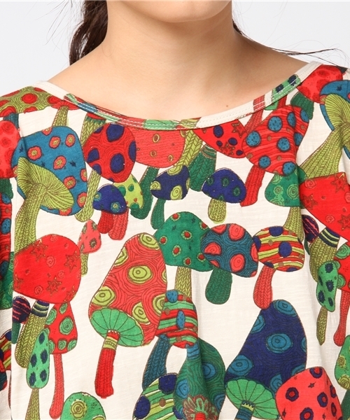 チャイハネ（チャイハネ）の「【チャイハネ】yul サイケマッシュルームトップス（Tシャツ/カットソー・レディース・ホワイト/パープル/グリーン・FREE）」の8枚目の写真