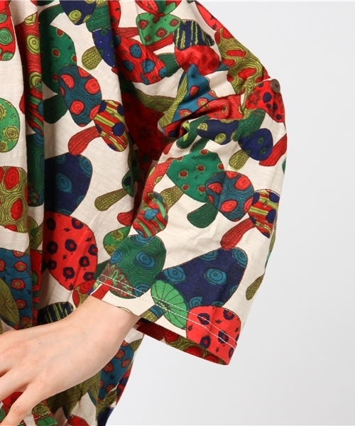 チャイハネ（チャイハネ）の「【チャイハネ】yul サイケマッシュルームトップス（Tシャツ/カットソー・レディース・ホワイト/パープル/グリーン・FREE）」の9枚目の写真