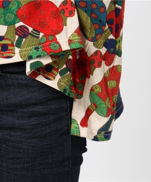 チャイハネ（チャイハネ）の「【チャイハネ】yul サイケマッシュルームトップス（Tシャツ/カットソー・レディース・ホワイト/パープル/グリーン・FREE）」の6枚目の写真