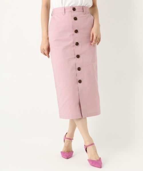 A part by（アパートバイ）の「CPチノマエボタンタイトスカート 778720（スカート・レディース・ベージュ/ネイビー/ブラウン/ライトピンク・MEDIUM/LARGE）」の2枚目の写真