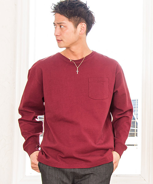 CavariA（キャバリア）の「『CavariA/キャバリア』USAコットンビッグシルエットクルーネック長袖Tシャツ（Tシャツ/カットソー・メンズ・パープル/ブラック/ホワイト/テラコッタ/ワイン/ブルー系その他/ブラック×ホワイト/サックスブルー/ピンク/カーキ/グレー/ネイビー/オレンジ/ベージュ/イエロー/ラベンダー/クリーム/ミント/ダークベージュ・M/L）」の18枚目の写真