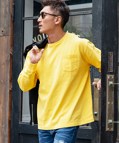 CavariA（キャバリア）の「『CavariA/キャバリア』USAコットンビッグシルエットクルーネック長袖Tシャツ（Tシャツ/カットソー・メンズ・パープル/ブラック/ホワイト/テラコッタ/ワイン/ブルー系その他/ブラック×ホワイト/サックスブルー/ピンク/カーキ/グレー/ネイビー/オレンジ/ベージュ/イエロー/ラベンダー/クリーム/ミント/ダークベージュ・M/L）」の16枚目の写真